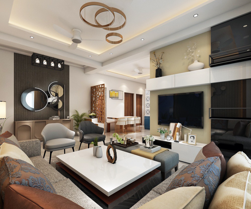 Apex Athena luxury living room after interior design transformation by Ace Interiors